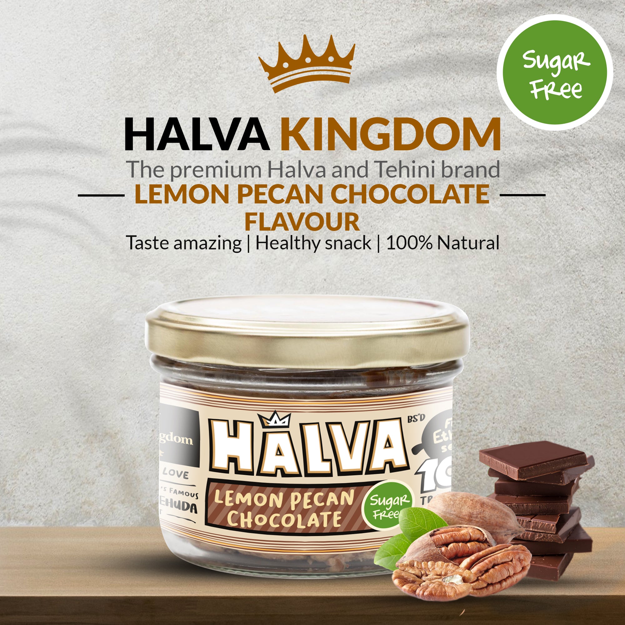 Sugar Free Lemon Pecan Chocolate Halva Jar