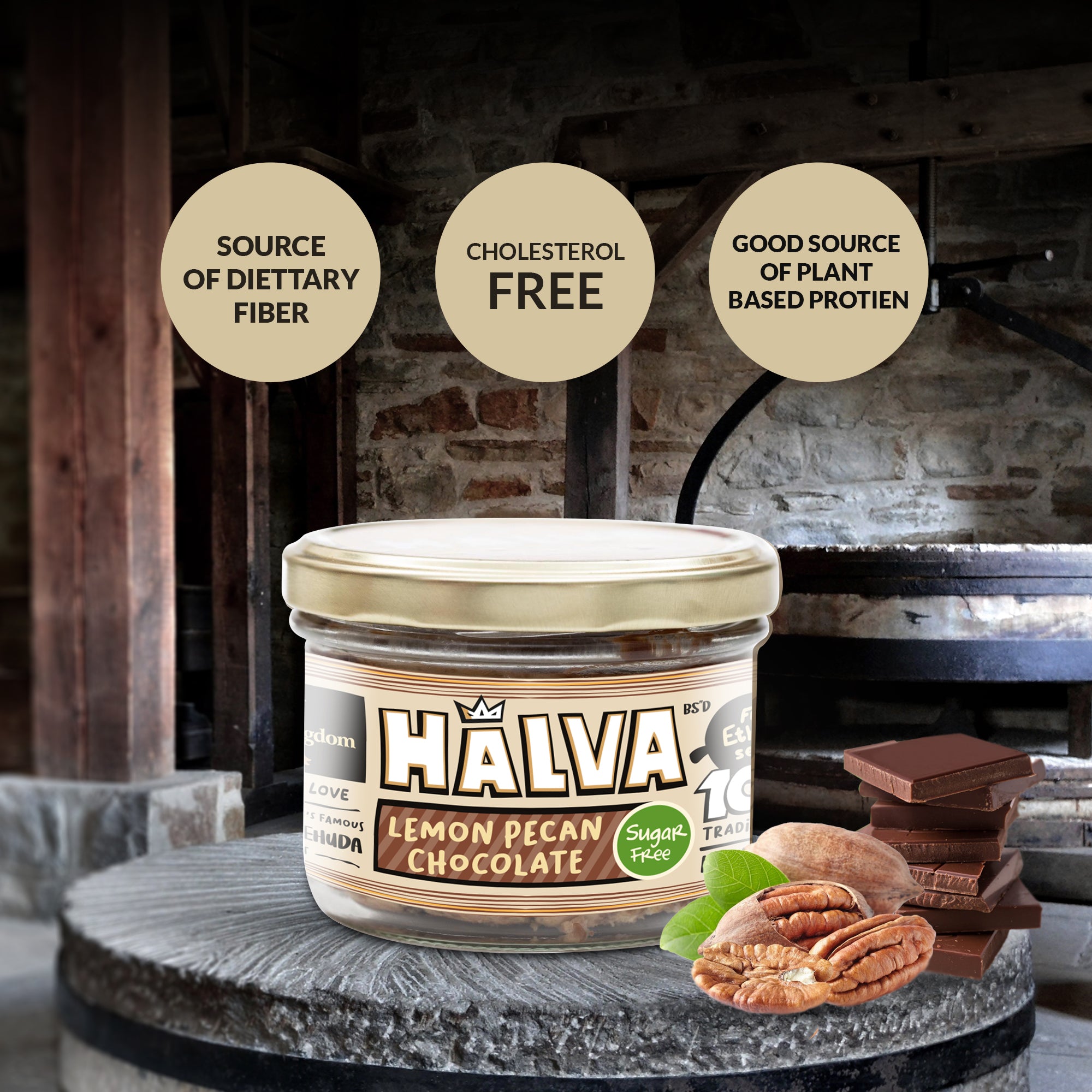 Sugar Free Lemon Pecan Chocolate Halva Jar